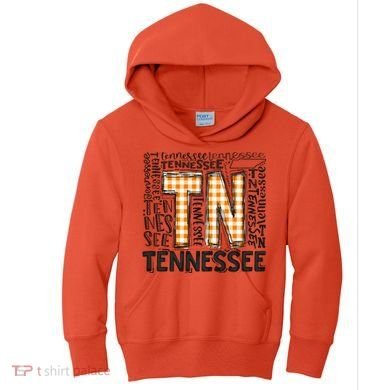 Tennessee State Flag Orange Plaid TN Kids Hoodie