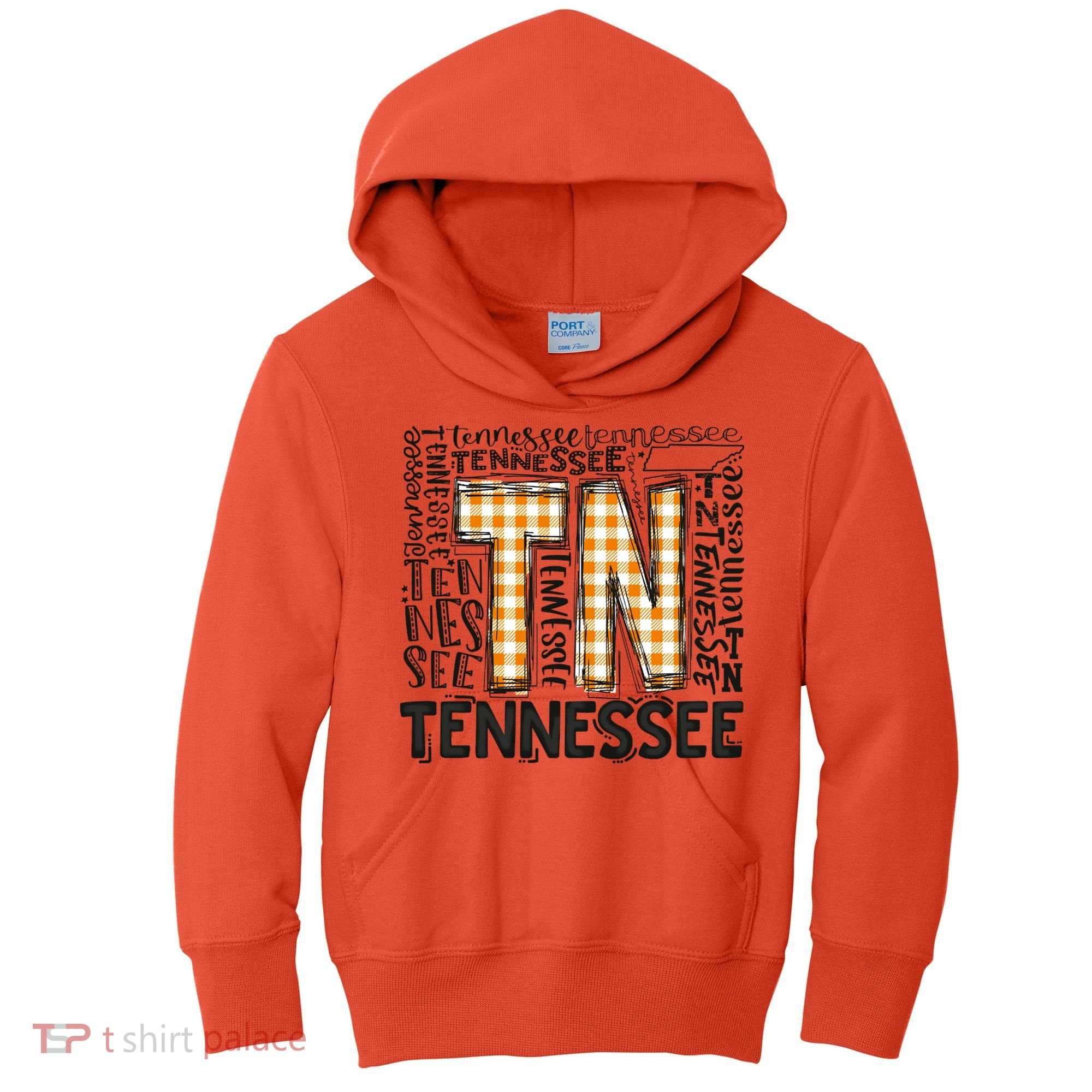 Tennessee State Flag Orange Plaid TN Kids Hoodie