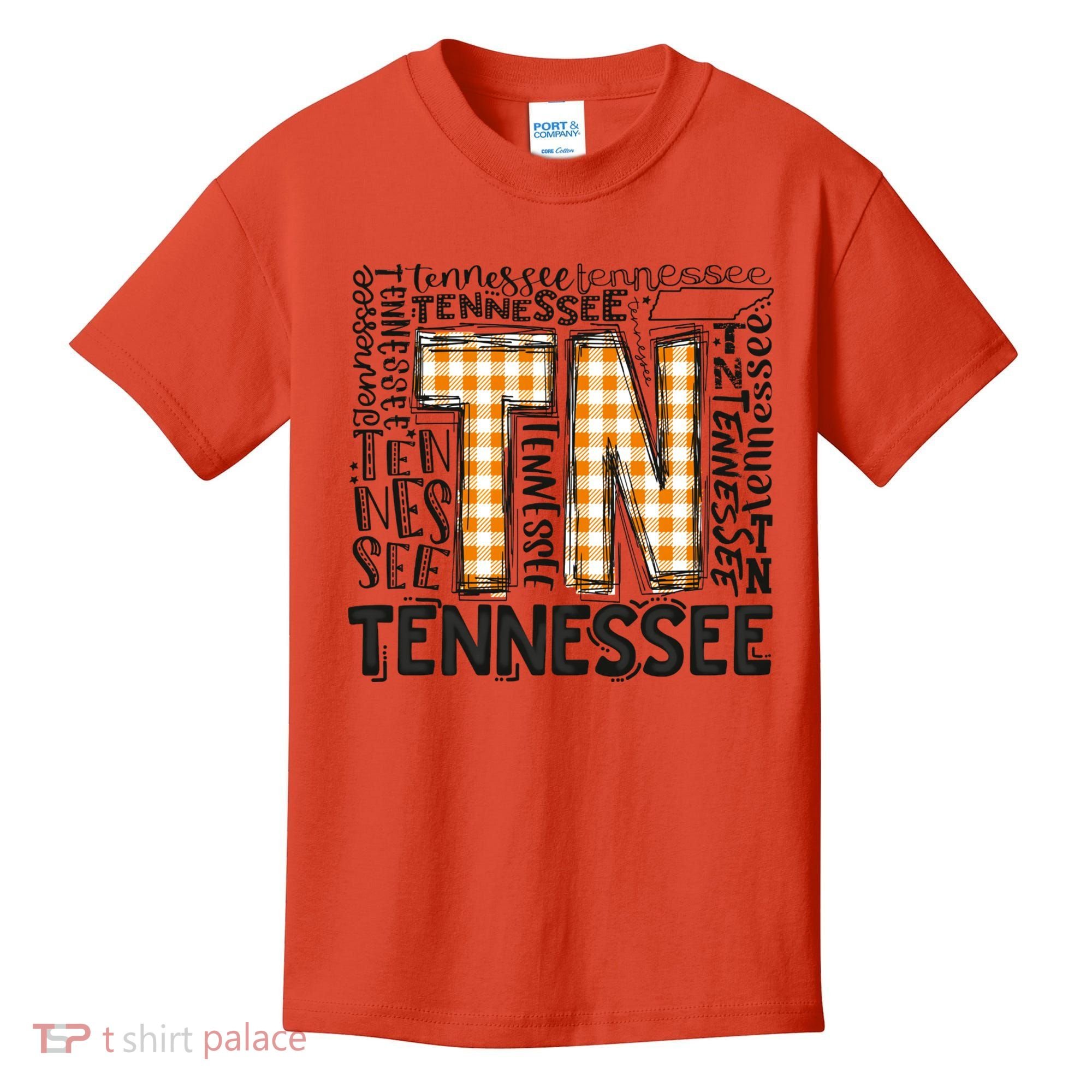 Tennessee State Flag Orange Plaid TN Kids T-Shirt