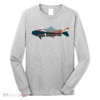 Trout Silhouette Fly Fishing Mountain Sunset Long Sleeve Shirt thumb 0