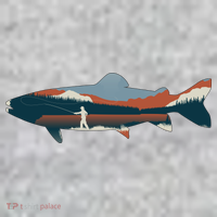 Trout Silhouette Fly Fishing Mountain Sunset Sweatshirt thumb 2