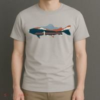Trout Silhouette Fly Fishing Mountain Sunset T-Shirt thumb 3