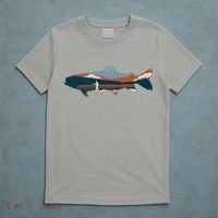 Trout Silhouette Fly Fishing Mountain Sunset T-Shirt thumb 5
