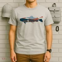Trout Silhouette Fly Fishing Mountain Sunset T-Shirt thumb 6
