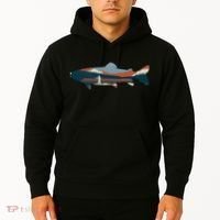 Trout Silhouette Fly Fishing Mountain Sunset Hoodie thumb 2