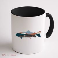 Trout Silhouette Fly Fishing Mountain Sunset Coffee Mug thumb 1