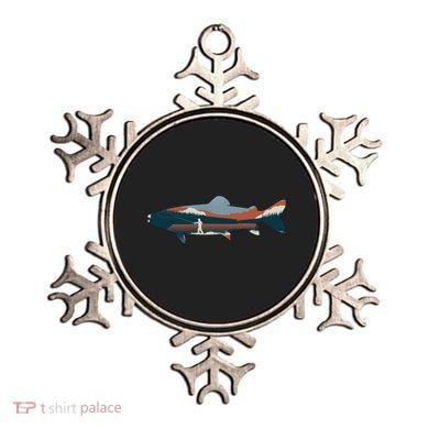 Trout Silhouette Fly Fishing Mountain Sunset Ornament