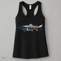 Trout Silhouette Fly Fishing Mountain Sunset Women's Tank Top thumb 3
