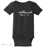 Trout Silhouette Fly Fishing Mountain Sunset Baby Bodysuit thumb 0