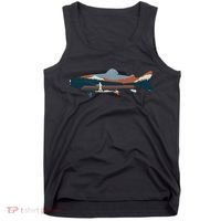 Trout Silhouette Fly Fishing Mountain Sunset Tank Top thumb 0