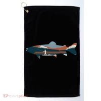 Trout Silhouette Fly Fishing Mountain Sunset Golf Towel thumb 0