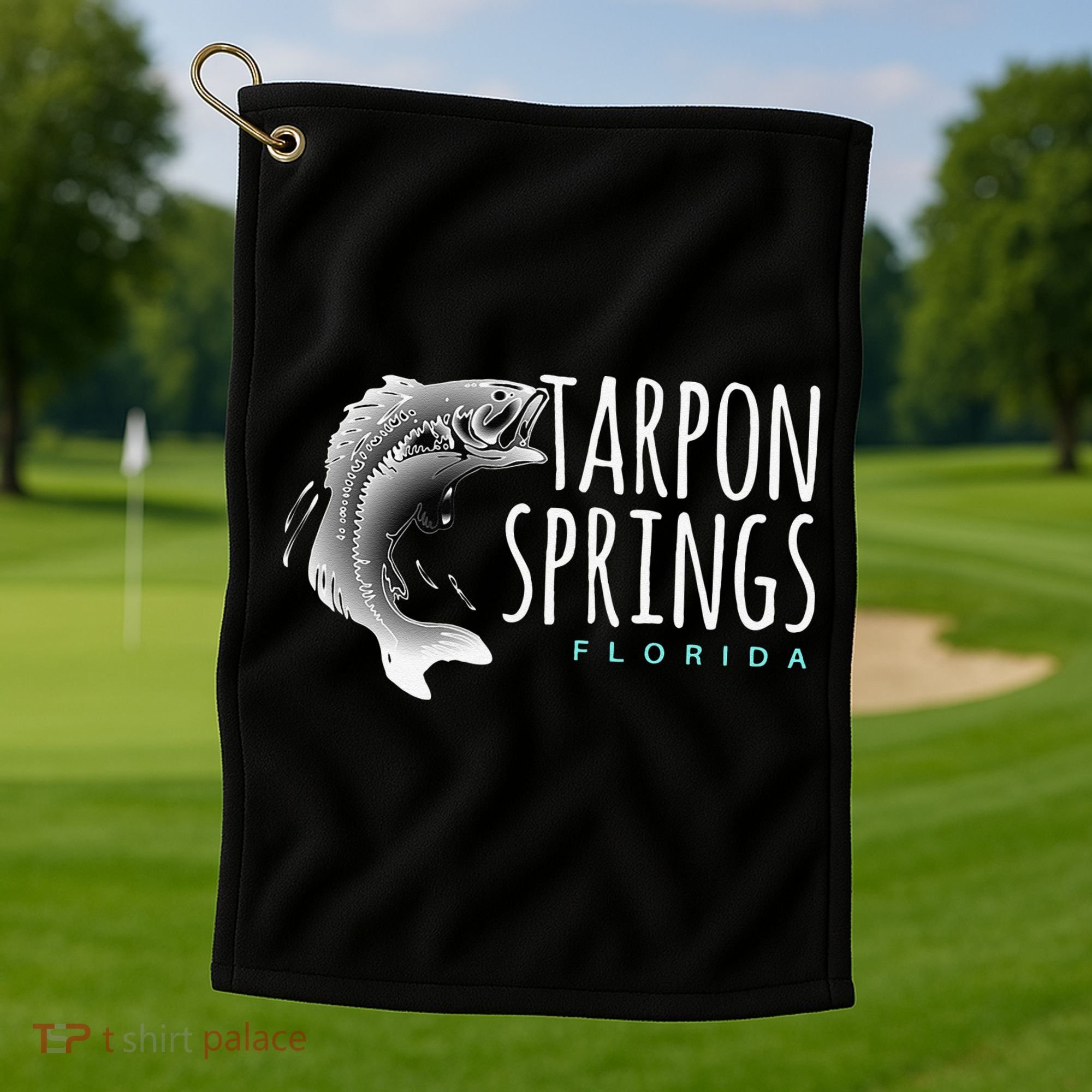 Tarpon Springs Fla. Florida Fishing Tarpon Golf Towel