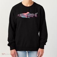 Trout Silhouette Fly Fishing Mountain Sunset River Stream Women's Sweatshirt thumb 0