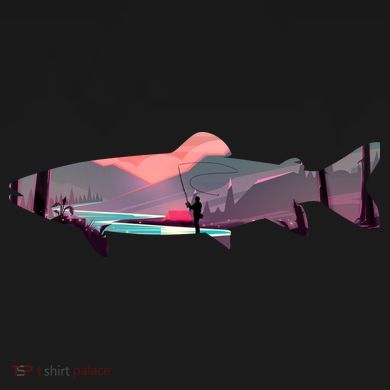 Trout Silhouette Fly Fishing Mountain Sunset River Stream Coaster