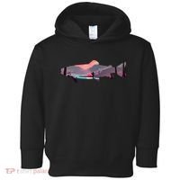 Trout Silhouette Fly Fishing Mountain Sunset River Stream Toddler Hoodie thumb 0
