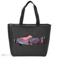 Trout Silhouette Fly Fishing Mountain Sunset River Stream Tote Bag thumb 0