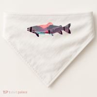Trout Silhouette Fly Fishing Mountain Sunset River Stream USA-Made Doggie Bandana thumb 0