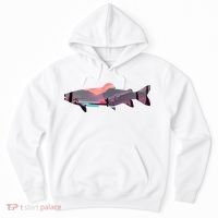 Trout Silhouette Fly Fishing Mountain Sunset River Stream Hoodie thumb 0