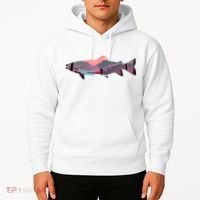 Trout Silhouette Fly Fishing Mountain Sunset River Stream Hoodie thumb 2