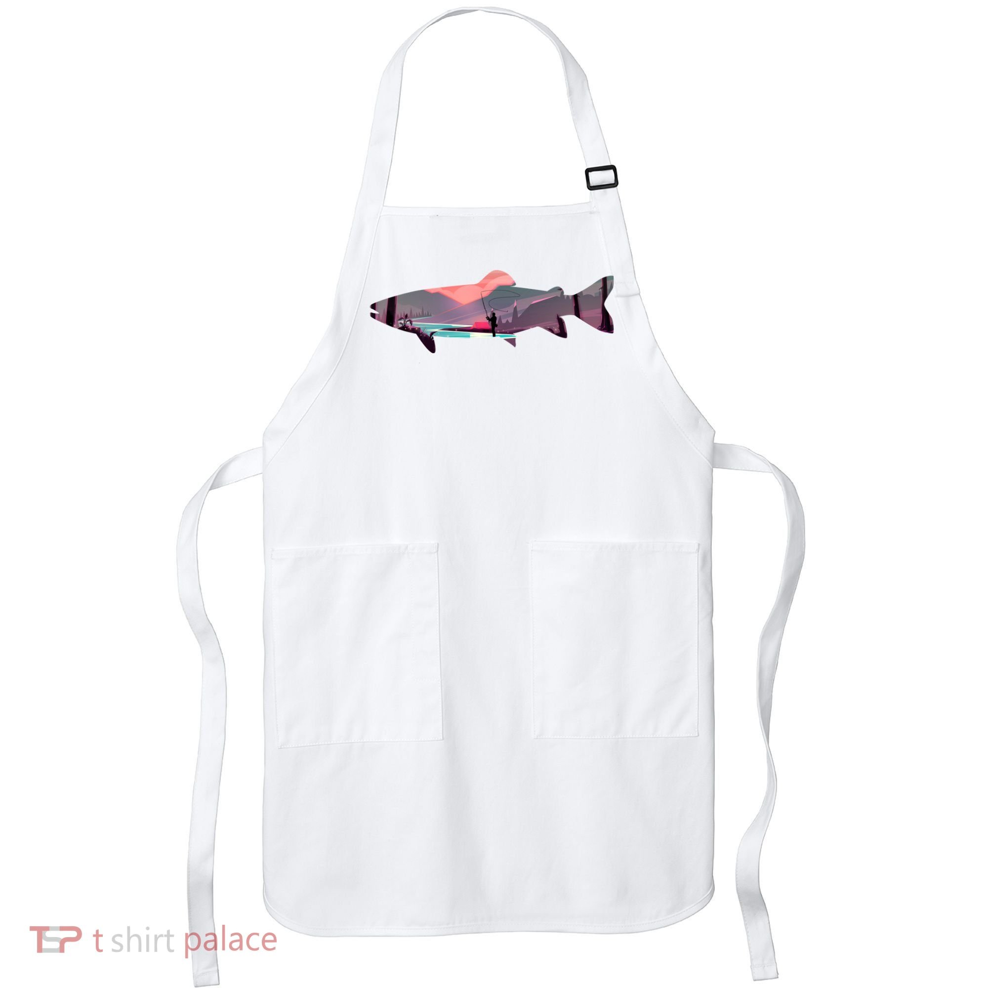 Trout Silhouette Fly Fishing Mountain Sunset River Stream Apron