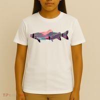Trout Silhouette Fly Fishing Mountain Sunset River Stream T-Shirt thumb 4