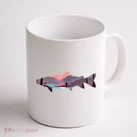 Trout Silhouette Fly Fishing Mountain Sunset River Stream Coffee Mug thumb 1