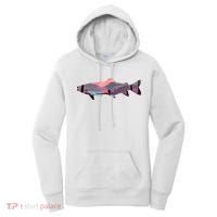 Trout Silhouette Fly Fishing Mountain Sunset River Stream Women's Hoodie thumb 0