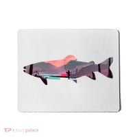 Trout Silhouette Fly Fishing Mountain Sunset River Stream Mousepad thumb 0