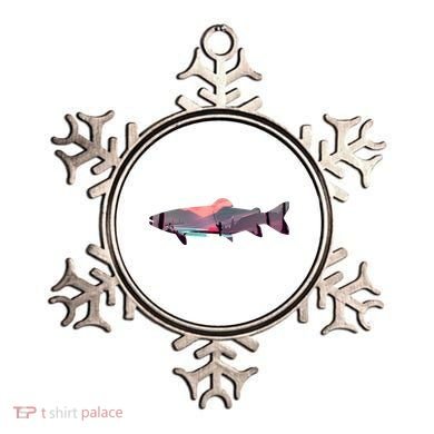 Trout Silhouette Fly Fishing Mountain Sunset River Stream Ornament