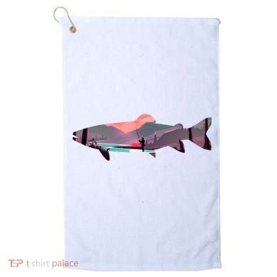 Trout Silhouette Fly Fishing Mountain Sunset River Stream Golf Towel