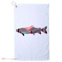 Trout Silhouette Fly Fishing Mountain Sunset River Stream Golf Towel thumb 0