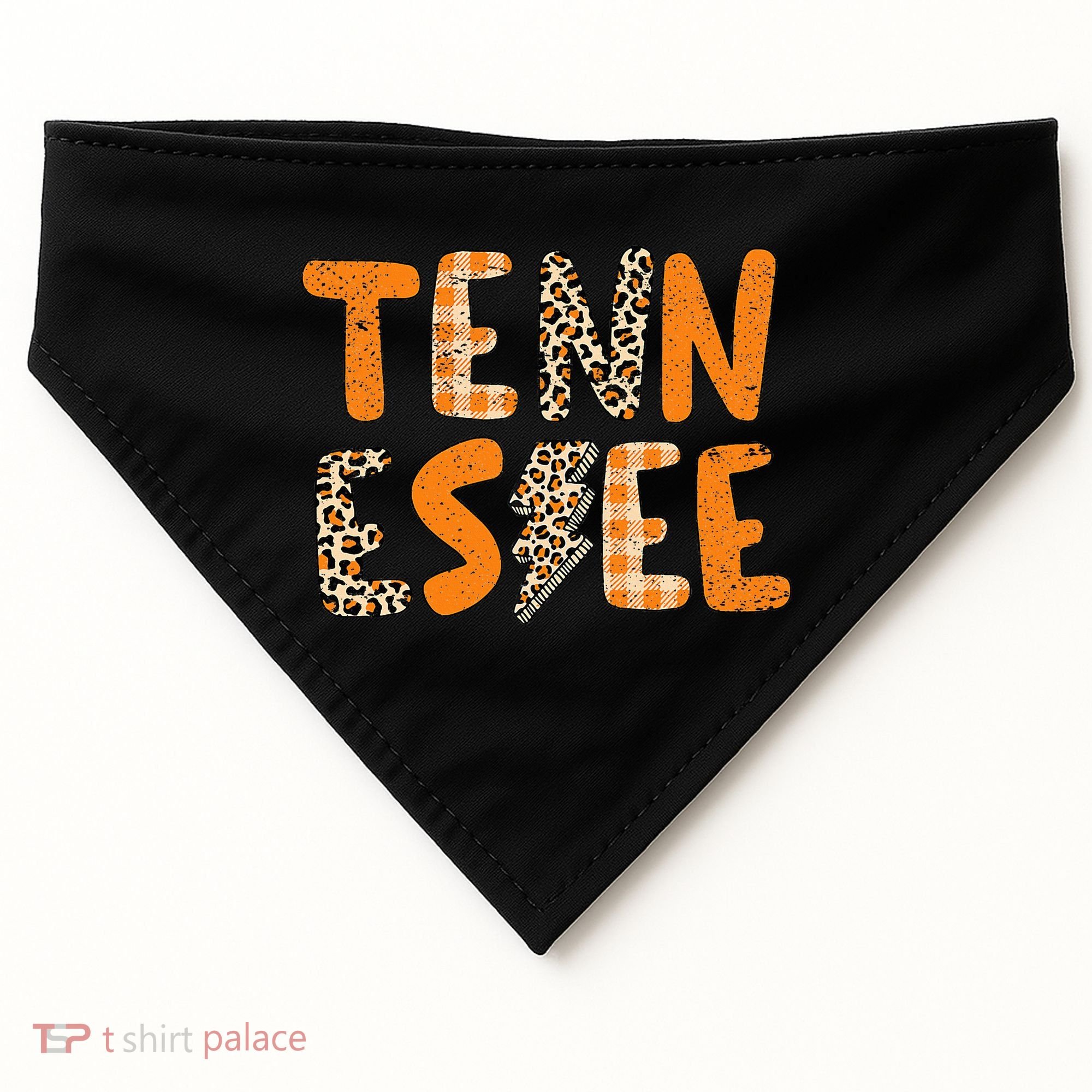 Tennessee State Flag Orange Plaid Leopard Print Souvenir USA-Made Doggie Bandana