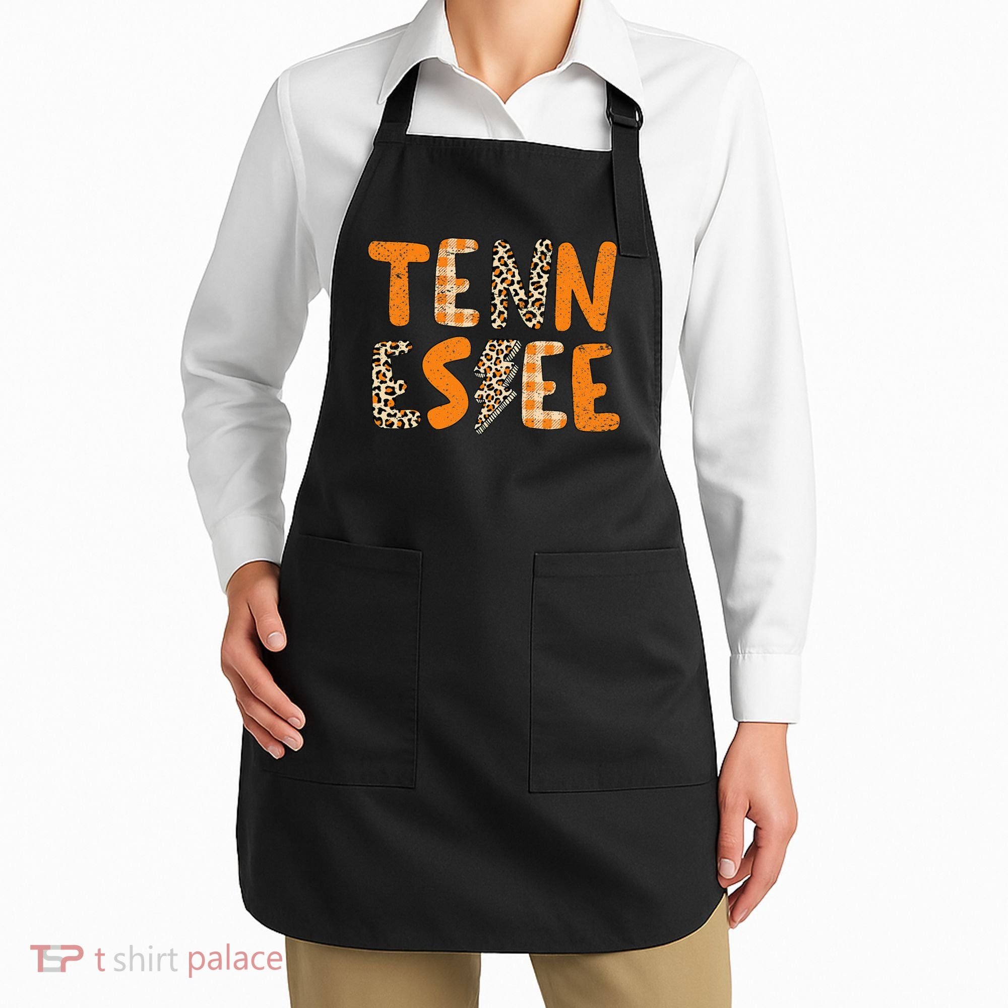 Tennessee State Flag Orange Plaid Leopard Print Souvenir Apron