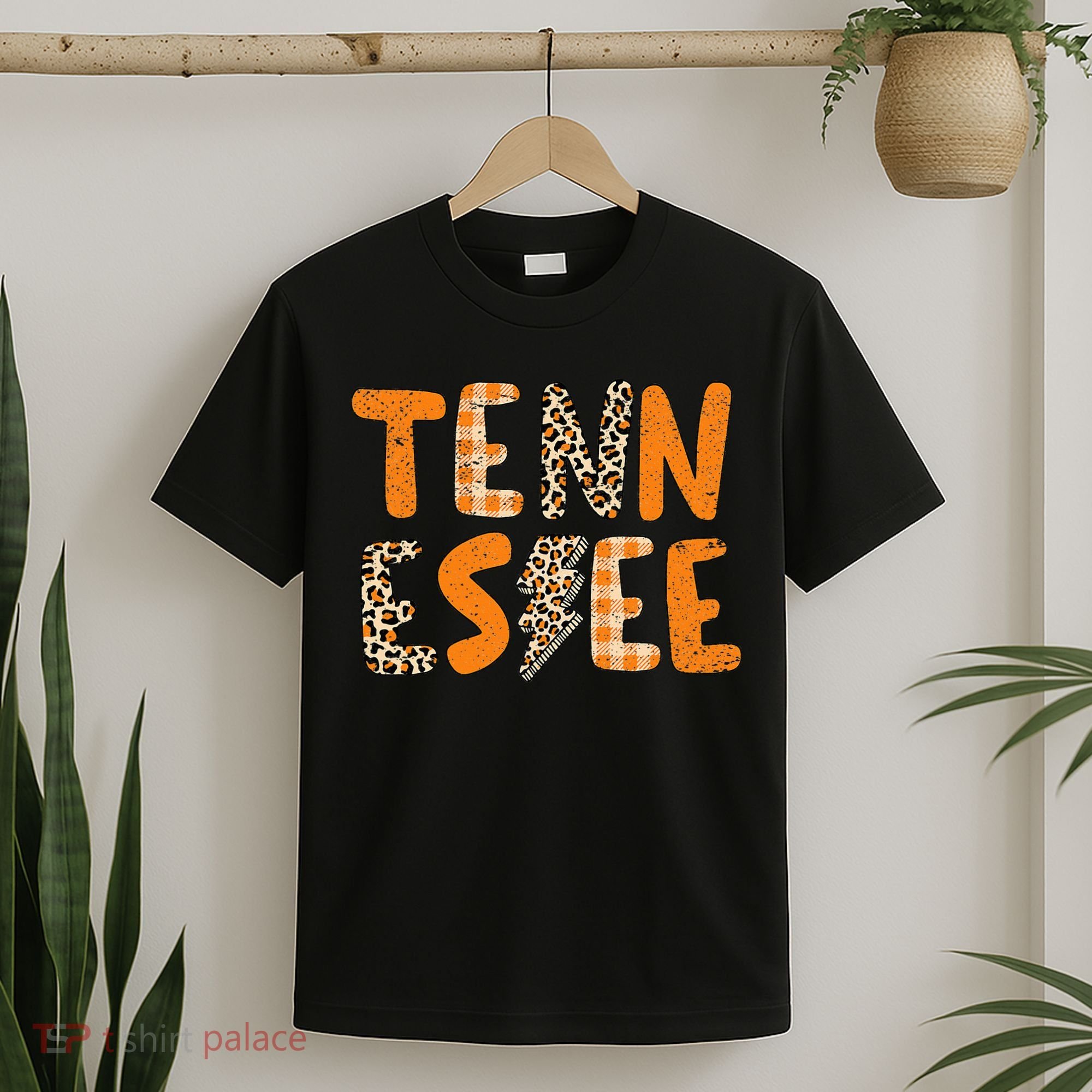 Tennessee State Flag Orange Plaid Leopard Print Souvenir T-Shirt