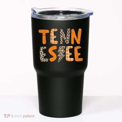 Tennessee State Flag Orange Plaid Leopard Print Souvenir Tumbler