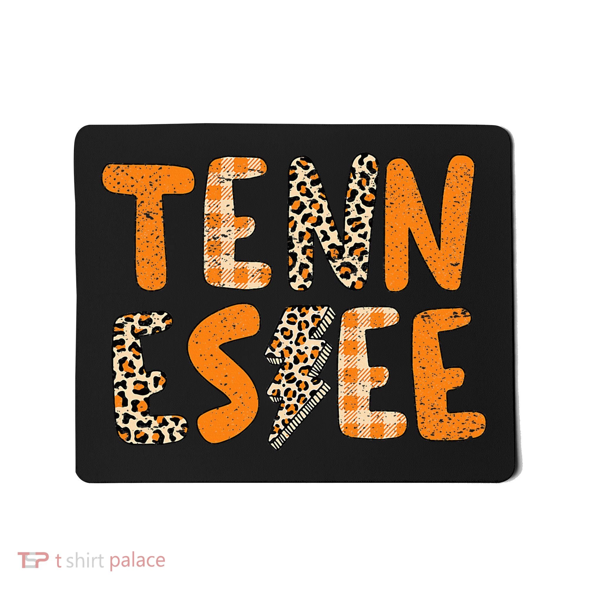 Tennessee State Flag Orange Plaid Leopard Print Souvenir Mousepad
