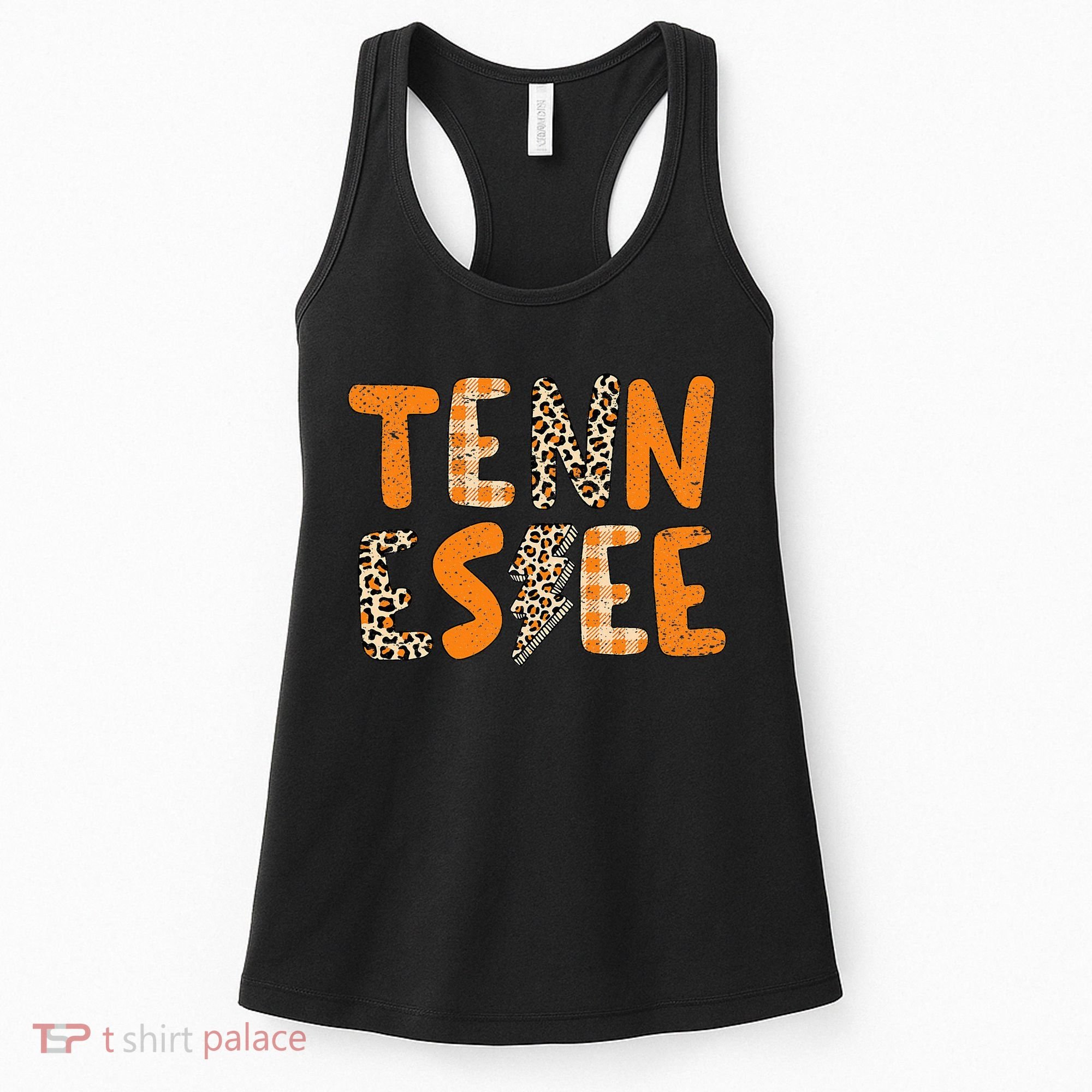Tennessee State Flag Orange Plaid Leopard Print Souvenir Women's Tank Top