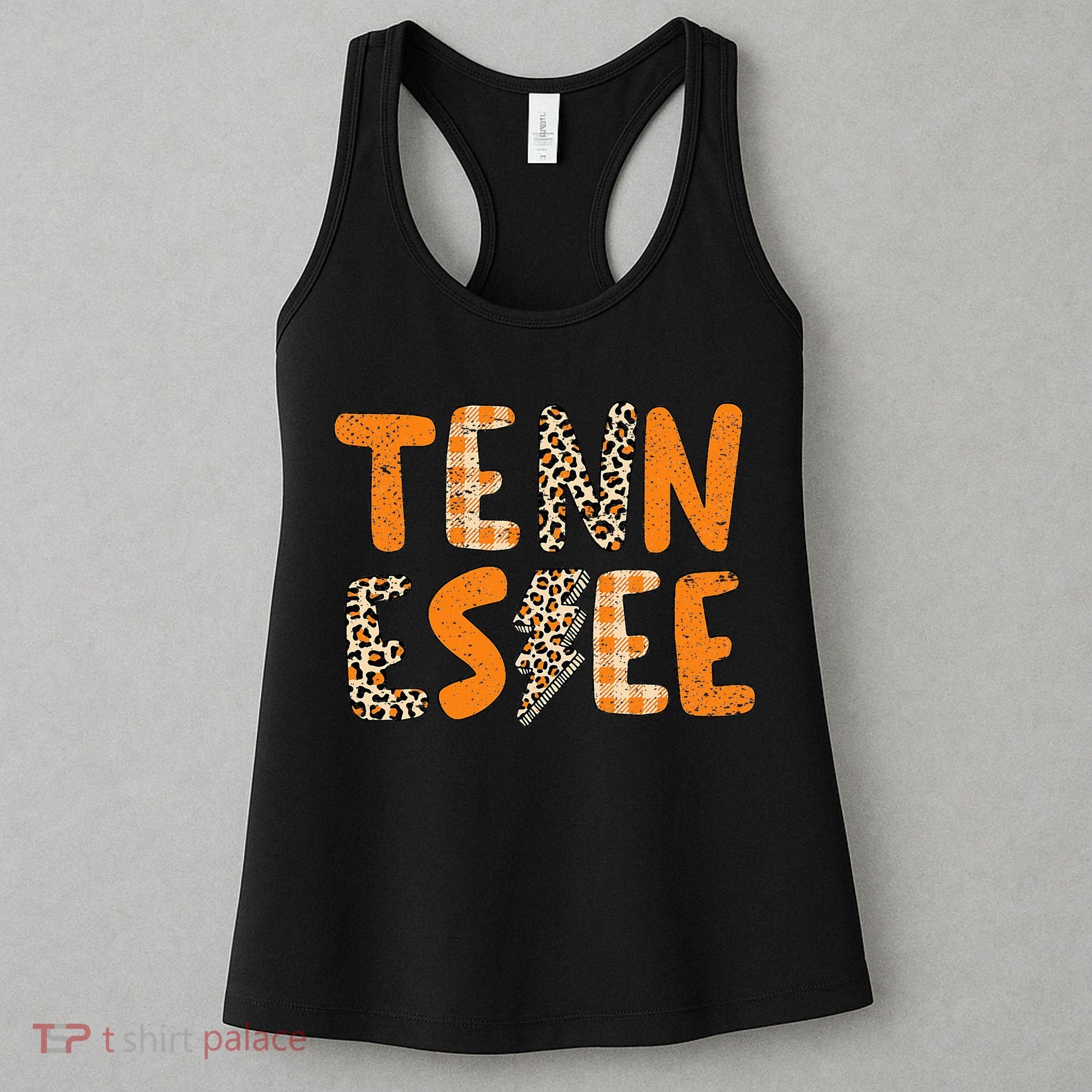 Tennessee State Flag Orange Plaid Leopard Print Souvenir Women's Tank Top