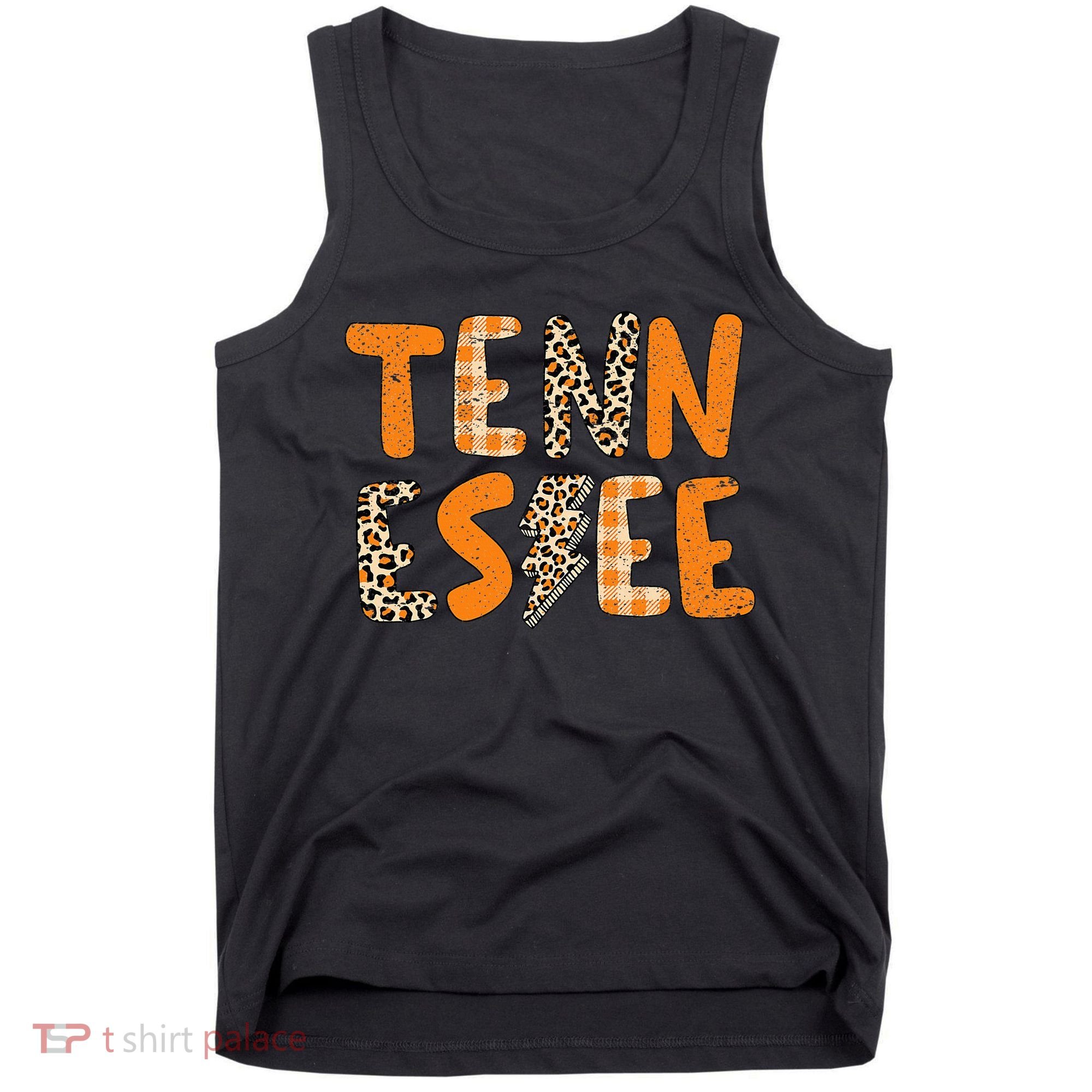 Tennessee State Flag Orange Plaid Leopard Print Souvenir Tank Top
