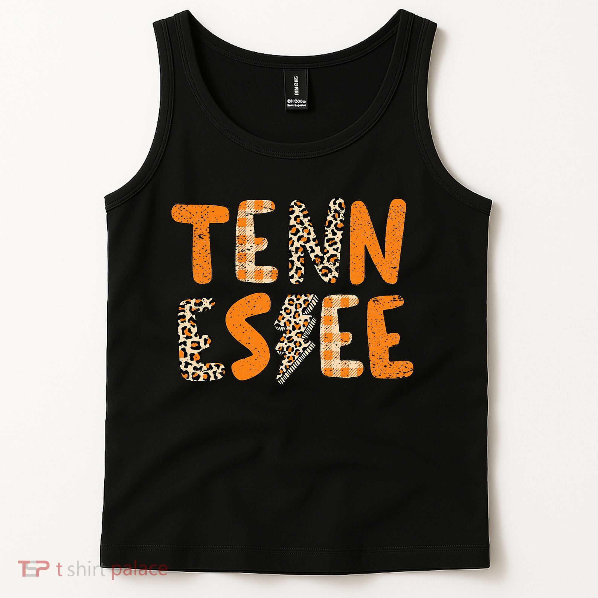 Tennessee State Flag Orange Plaid Leopard Print Souvenir Tank Top