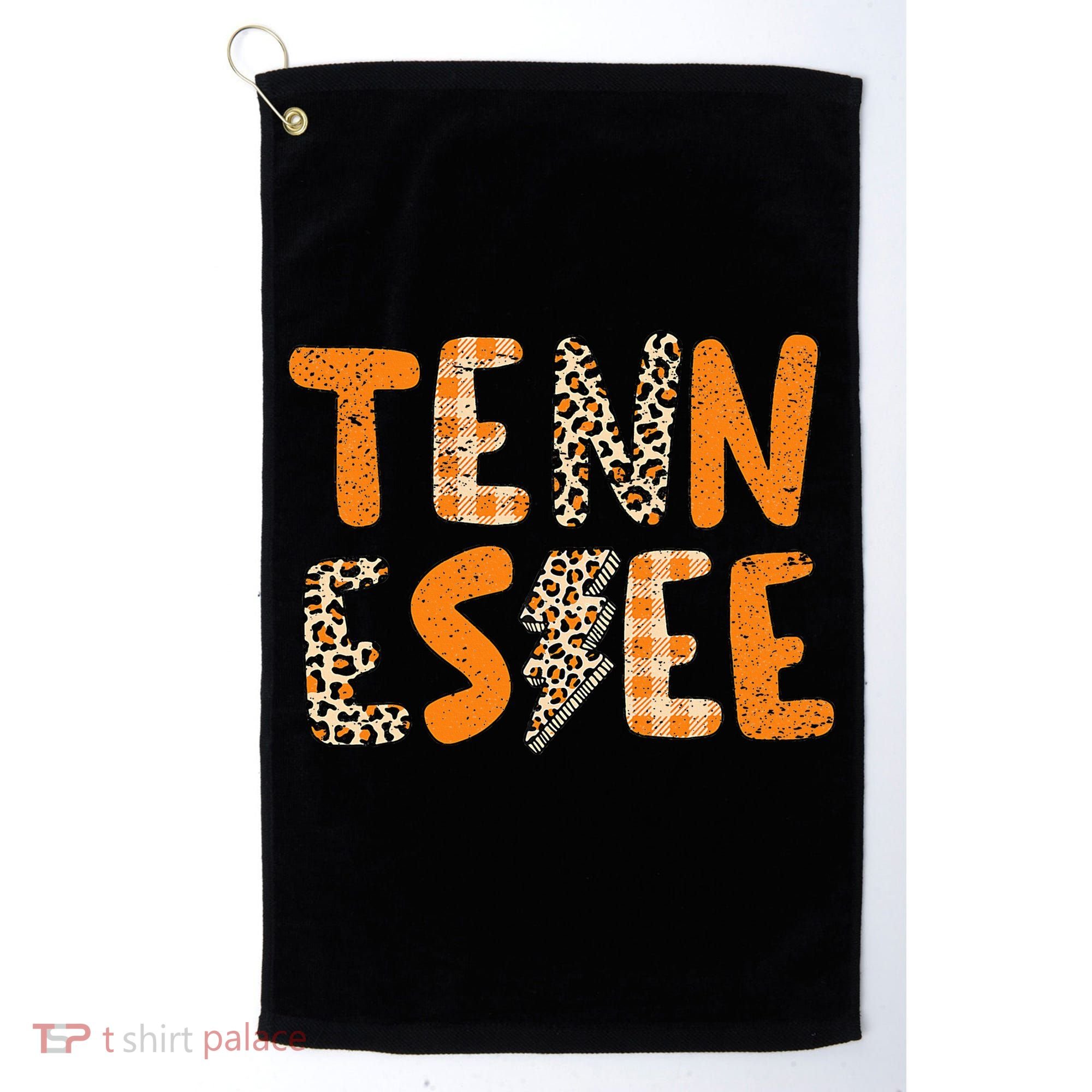 Tennessee State Flag Orange Plaid Leopard Print Souvenir Golf Towel