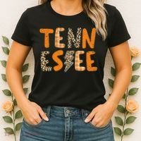 Tennessee State Flag Orange Plaid Leopard Print Souvenir Women's T-Shirt thumb 2