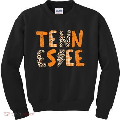 Tennessee State Flag Orange Plaid Leopard Print Souvenir Kids Sweatshirt