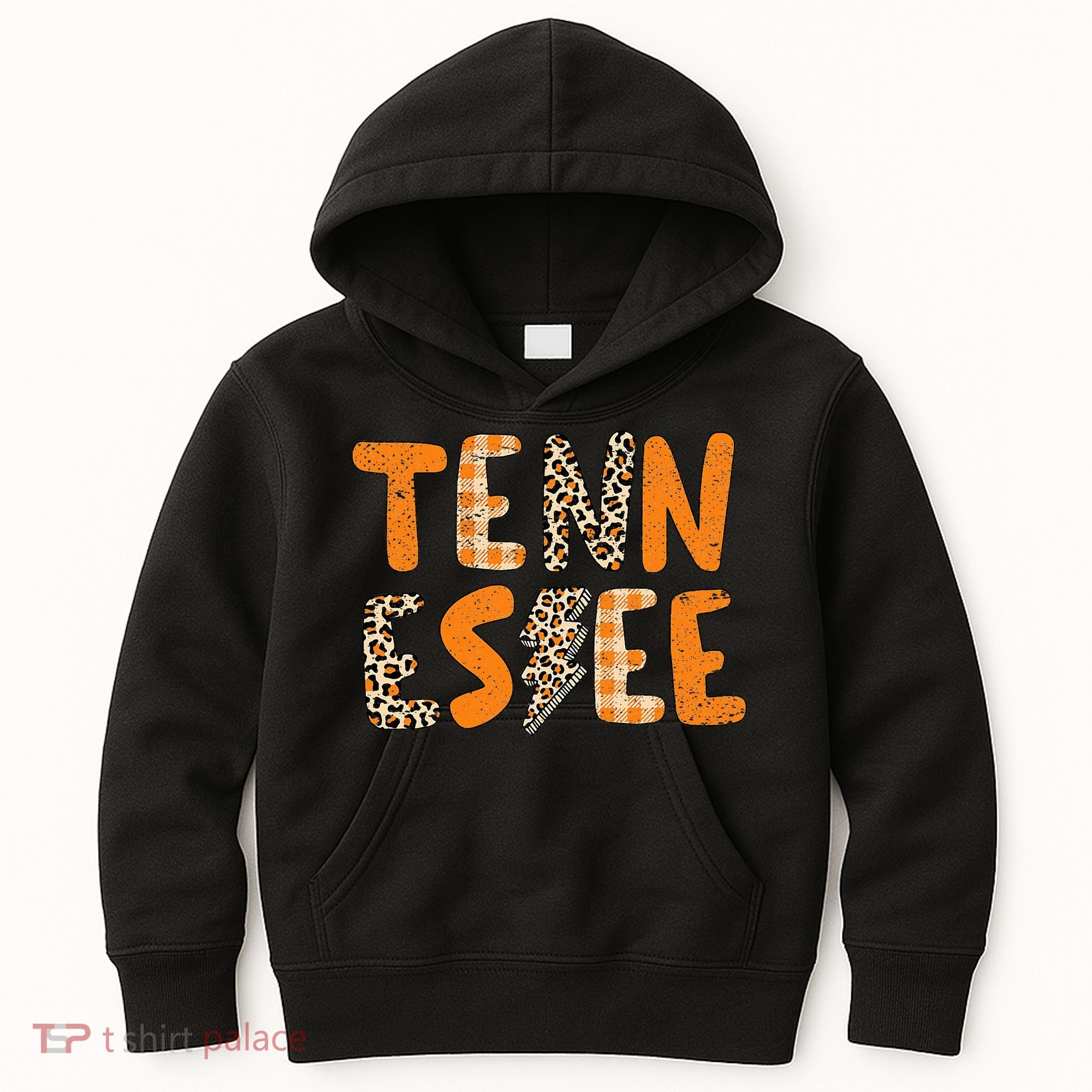 Tennessee State Flag Orange Plaid Leopard Print Souvenir Kids Hoodie