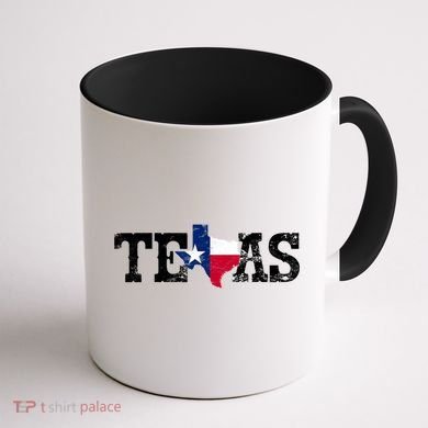 Texas Shaped Flag Grunge Distressed Texas Coffee Mug back