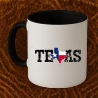 Texas Shaped Flag Grunge Distressed Texas Coffee Mug thumb 2