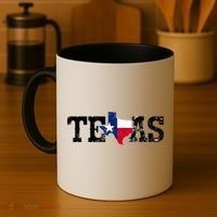 Texas Shaped Flag Grunge Distressed Texas Coffee Mug thumb 4