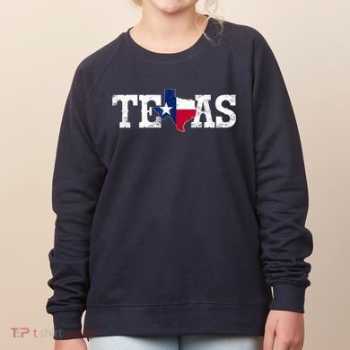Texas Shaped Flag Grunge Distressed Texas Women's Sweatshirt