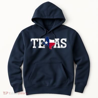 Texas Shaped Flag Grunge Distressed Texas Hoodie