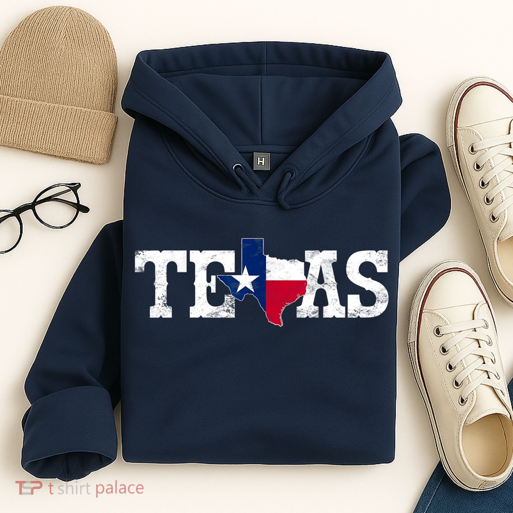 Texas Shaped Flag Grunge Distressed Texas Hoodie